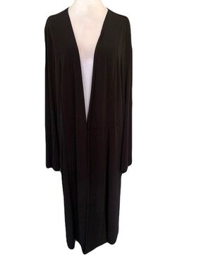 NWT Lane Bryant Womens Plus Size 22/24 Black Heavy Lon Clasp Front Duster Jacket